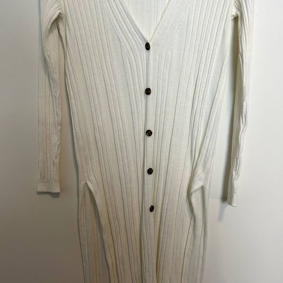 Free People Womens Ribbed Long Duster Cardigan Sweater Size XS Long Sleeve - Picture 3 of 15